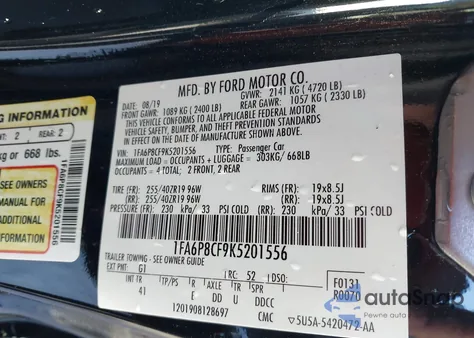 2019 Ford Mustang Gt Premium z USA, uszkodzony, nr VIN 1FA6P8CF9K5201556